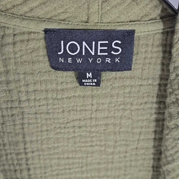 {Jones New York} Olive Green Sleeveless Open Vest in Waffle Weave - Size Medium - Picture 11 of 12